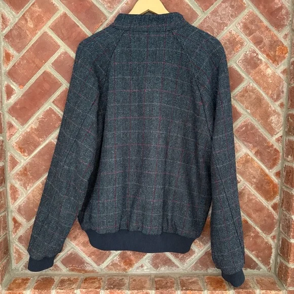 PETER CHRISTIAN Harris Tweed 42 Bomber Harrington Jacket Blue Wool Windowpane - Picture 2 of 11